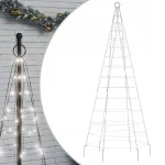LED kalėdinė eglutė ant stiebo, 200 LED, &scaron;altai balta, 180 cm