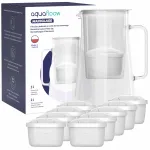 Vandens filtras ąsotis AquaFloow MaxiGlass 3 l, baltas, su 10 Maxi filtrų