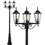 Sodo stovimas &scaron;viestuvas, 200 cm, 3x E27 LED, juodas, Retro stiliaus