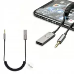 Bluetooth 5.3 automobilinis AUX imtuvas 3,5 mm su mikrofonu