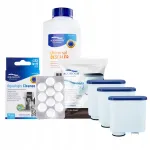 Vandens filtrai Saeco AL-Clean Express (3 vnt.) + nukalkinimo skystis 500 ml + valymo tabletės