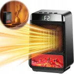 Ne&scaron;iojamas 1000W elektrinis &scaron;ildytuvas su 3D liepsnos efektu, tinka miegamajam ir svetainei