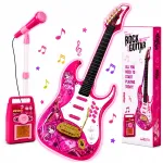 Vaiki&scaron;ka elektrinė roko gitara su mikrofonu ir RGB LED stiprintuvu