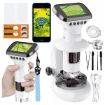 Skaitmeninis mikroskopas su 1000x didinimu, WiFi, 2,4'' LCD, LED ap&scaron;vietimu ir stovu