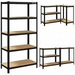 Metalinis sandėliavimo stovas 180x90x40 cm, 5 lentynos, MDF, 180 kg lentynai, 900 kg bendra apkrova, garažui