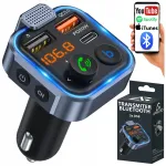 Automobilinis Bluetooth FM siųstuvas su USB-C, MP3 grotuvas, 3.0A + 1.0A QC USB įkroviklis