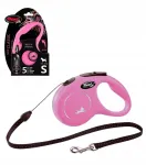 Automatinis pavadėlis Flexi New Classic, S, 5 m, iki 12 kg, rožinis