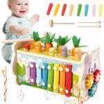 Medinis lavinamasis žaislas 8 viename: pianinas, lėk&scaron;tės, rū&scaron;iuoklis, 1+ metų vaikams