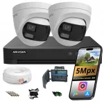 Stebėjimo rinkinys su 2 Hikvision 5Mpx panoraminėmis 180&deg; kupolinėmis kameromis