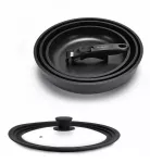 Keptuvių rinkinys GERLACH SMART, 20/24/28 cm, su silikoniniais dangčiais 24/26/28 cm