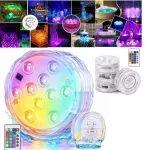 4 RGB LED baseino lempos, atsparios vandeniui, su nuotolinio valdymo pultu, SPA
