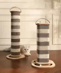 Kartoninis draskyklė katėms su kamuoliuku, balta/ruda, 60 cm
