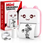 Mini termininis spausdintuvas vaikams, Bluetooth, rožinis, Kitty