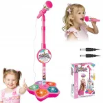 Mikrofonas su stovu, 100 cm, mini, spalvotas, karaoke