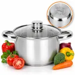 Plieninis puodas su dangčiu, 3 l, 20 cm, Rossner Austria, tinka indukcinėms ir dujinėms viryklėms