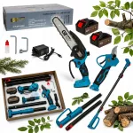 Akumuliatorinės genėjimo žirklės ir pjūklas GOLDEN TOOLS, 2x48V, 6Ah, 3in1 rinkinys