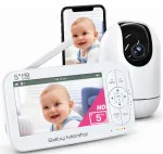 Vaizdo kūdikio stebėjimo kamera su WiFi, Full HD, 5" LCD ekranas, sukiojama, 4x priartinimas