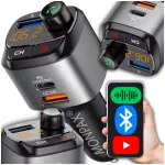 Automobilinis FM siųstuvas ir įkroviklis su USB-C, Bluetooth