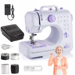 Mini siuvimo ma&scaron;ina pradedantiesiems, 12 dygsnių, su LED, pusiau automatinė