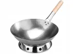 Kinų plieno wok keptuvė 40 cm su žiediniu stovu