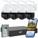 Belaidžių stebėjimo kamerų rinkinys 4K 8Mpx, 4 pasukamos kameros, 2TB