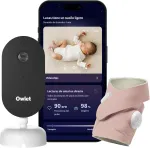 Kūdikių stebėjimo kamera ir pulsoksimetras Owlet Dream Duo su rožine Dream Sock kojinyte