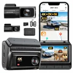 Vaizdo registratorius DDPAI Z60T 4K HDR su priekine, galine ir vidine kamera, 4G moduliu, 64 GB