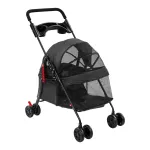 Sulankstomas juodas vežimėlis augintiniams, 18 kg, mažiems ir vidutiniams &scaron;unims ir katėms