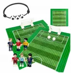 Plastikinė futbolo stadiono konstruktoriaus rinkinio figūrėlės ir apyrankė