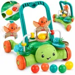 Vystymosi stumdukas Fisher-Price vėžliukas, interaktyvus, 2 viename, su 5 kamuoliukais, nuo 6 mėn.