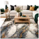 Svetainės kilimas NOVO Marble, 140x200, neslystantis, mink&scaron;tas, modernus