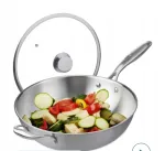 Gili nerūdijančio plieno wok keptuvė su dangčiu Relaxdays, 30 cm