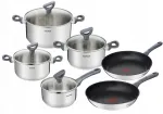 Puodų ir keptuvių rinkinys TEFAL Daily Cook, nerūdijantis plienas, indukcijai, 10 dalių