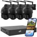 Vaizdo stebėjimo rinkinys 4K, 8 Mpx, 4 belaidės pasukamos kameros namams