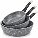 3 dalių granito keptuvių rinkinys 20/22/26 cm, tinka indukcijai ir dujoms