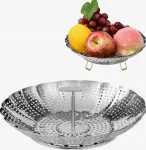 Garų krep&scaron;elis, sulankstomas, reguliuojamas, nerūdijančio plieno, rankena, 14&ndash;24 cm