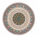 Apvalus kilimas svetainei, 150 cm, boho retro stiliaus, neslystantis