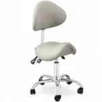 Kosmetinė balno formos kėdė su reguliuojamu pasukamu atlo&scaron;u, pilka