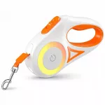 Automatinis &scaron;uns pavadėlis ROJECO, 5 m, LED, RGB, oranžinis, iki 30 kg