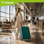 Lagaminų rinkinys TRIZAND 3in1, kieti, su ratukais, žalia-juoda