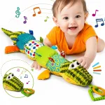 Muzikinis pliu&scaron;inis krokodilas kūdikiams, antistresinis žaislas