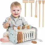 Montessori medinė lavinamoji žaislų rinkinys vaikams nuo 1 metų, 4 viename