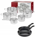Puodų ir keptuvių rinkinys GERLACH AMBIENTE, 10 dalių, su dangčiais, indukciniai, 24 cm ir 28 cm