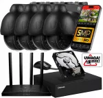 Vaizdo stebėjimo rinkinys su WiFi, 4 sukamomis 5MP kameromis, garsas, juoda