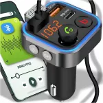 Automobilinis Bluetooth FM siųstuvas su 3 USB, MP3, greitu įkrovimu ir RGB ap&scaron;vietimu