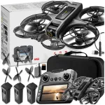 Žaislinis dronas su LCD pultu, 2 kameromis, brushless varikliu, 150 g, WiFi, 3 akumuliatoriai