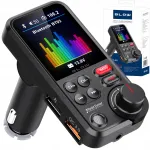 Bluetooth siųstuvas su FM, laisvų rankų įranga, QC3.0, SD, žemais dažniais, LCD, 24V