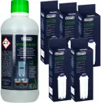 Kalkių &scaron;alinimo skystis 500 ml ir 5 vandens filtrai Delonghi SER3017 DLS C002 ORIGINAL