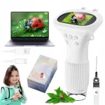 Vaiki&scaron;kas ne&scaron;iojamas LED mikroskopas, 1000x, 2" ekranas, 600 mAh, USB, baltas