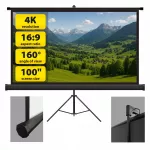 Ne&scaron;iojamas projektoriaus ekranas Camrock, 100 colių, 221x124 cm, su stovu